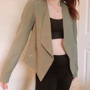 H&M Green Draped Lapel Blazer